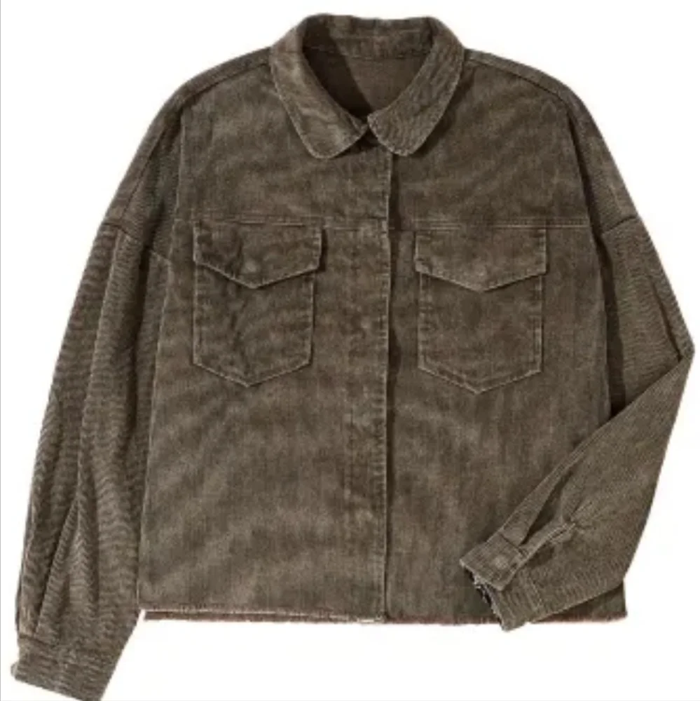 2 left😀New gray corduroy snakeskin trim jacket - Picture 6 of 17